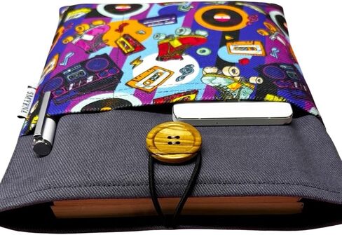 Book Tablet Ebook Pouch Case - Multicolor - One Size - 90s Retro Design - Record Player, Skater, Tape - Multicolor in Kuwait