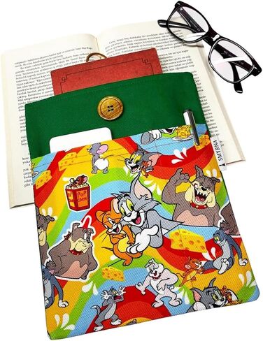 SODEF Book Tablet E-Reader Case - Cat and Mouse Design - Green - Multi-Purpose Sleeve with Sleep Mode - Green in Kuwait