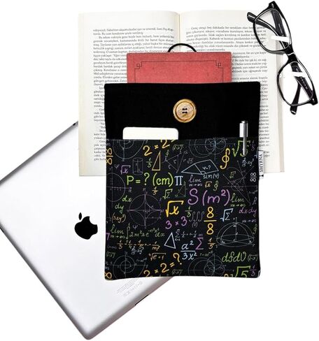 Book Sleeve Tablet Ebook Case Multipurpose Pouch 100% Cotton Woven Fabric Black for Daily Use - Black in Kuwait