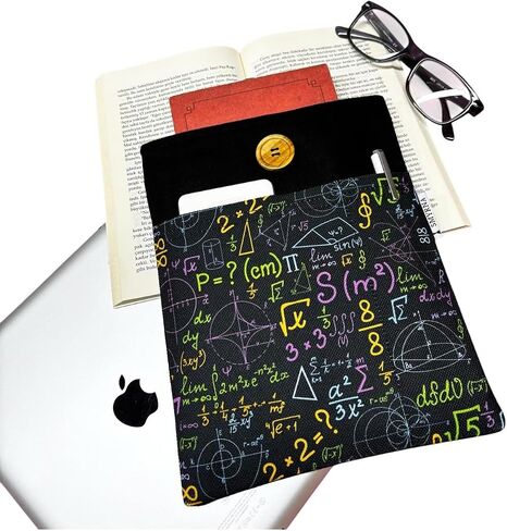 Book Sleeve Tablet Ebook Case Multipurpose Pouch 100% Cotton Woven Fabric Black for Daily Use - Black in Kuwait