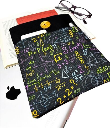 Book Sleeve Tablet Ebook Case Multipurpose Pouch 100% Cotton Woven Fabric Black for Daily Use - Black in Kuwait