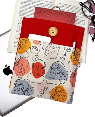 Book Sleeve Case for Tablets/E-Readers, Orange Design, Mixed Colors, Water Resistant Fabric - Multicolor, M in Kuwait