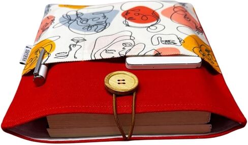 Book Sleeve Case for Tablets/E-Readers, Orange Design, Mixed Colors, Water Resistant Fabric - Multicolor, M in Kuwait