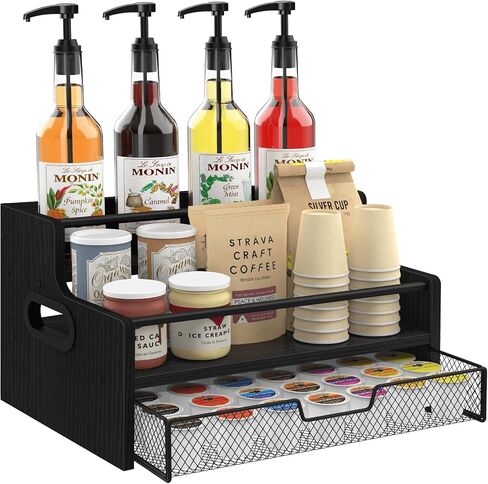 Homode Coffee Syrup Organizer Rack, 3-Tier 8 Bottles Syrup Stand in Saudi Arabia