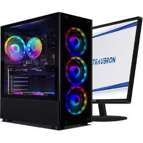 STGAubron Gaming PC Bundle with 24Inch FHD LED Monitor-GeForce RTX 2060 6G, AMD Ryzen 5 Pro 2600 up to 3.9G, 16G, 512G SSD, RGB Fan x 6, Windows 11 Home in Saudi Arabia