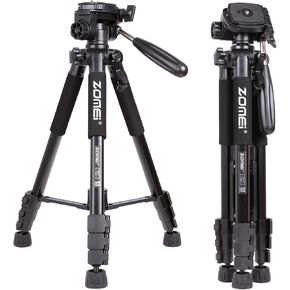 Zomei Q111 Flexible Portable 55" Aluminium Tripod Compact Lightweight 4s Camera Stand with 1/4 Mount 3-Way Panhead and Carrying Bag for Digital DSLR EOS Canon Nikon Sony Panasonic Samsung Black in Saudi Arabia