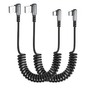 كابل USB A إلى USB C قصير ملفوف بطول 1-2 قدم، 2 حزمة، كابل زاوية يمنى 90 درجة in Kuwait