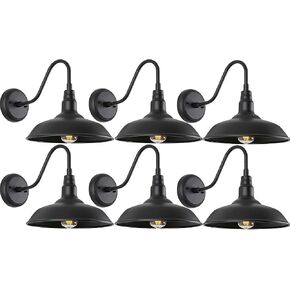 10in Outdoor Gooseneck Barn Lighting Farmhouse Exterior Wall Mount Light Fixture Waterproof Black Goose Neck Wall Sconce for Porch, Garage, Patio and Doorway, E26, LM2201-6P in Saudi Arabia