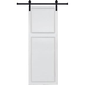 2-Panel Cottage Style Door 3/4" Thick 23 in. x 80 in. MDF White Barn Sliding Door with Hardware kit, Milk White in Kuwait