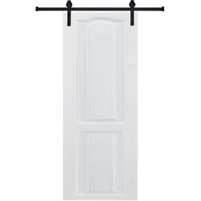 CNC Crafted Modern Door 3/4" Thick 15 in. x 80 in. MDF White Barn Sliding Door with Hardware kit, Milk White in Kuwait