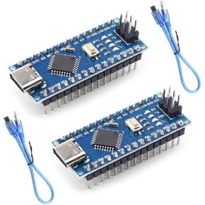 2PCS Nano V3.0 Development Board with USB Cable, ATmega328P Microcontroller, 5V 16MHz, Type-C/Micro USB Interface, Compatible with Arduino IDE for DIY Electronics, Robotics and STEM Projects in Kuwait