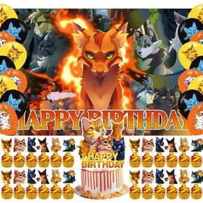 Warriors Cats Birthday Party Backdrop Photo Background Warriors Cats Birthday Party Decorations Banner Cartoon Cat Theme Photography Backdrop in Saudi Arabia