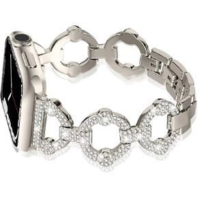 Bling Bands Compatible With Apple Watch Band Series 11 10 9 8 7 6 5 4 3 2 1 38mm 40mm 42mm 44mm 45mm 46mm Diamond Jewelry Metal O-Shape Elegant iwatch Bands For Women in Kuwait