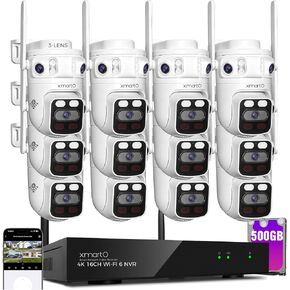 XMARTO 6MP Tri-Lens PTZ WiFi6 Security Camera System, 12-Cam 16CH 4K NVR in Kuwait