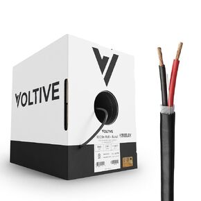 Voltive 12/2 Speaker Wire, in-Wall CL3 & Direct Burial, Black, 250ft - 12AWG, 2 Conductors, Stranded Oxygen-Free Copper, UL Listed - V-1206-3 in Kuwait