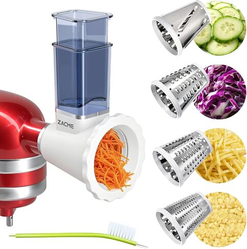 Updated Cheese Grater Slicer Shredder Attachment for KitchenAid Stand Mixers, Salad Machine with Vegetable Slicer, Salad Maker, Food Slicers Slicer Shredder Attachment with 4 Blades Dishwasher Safe in Kuwait