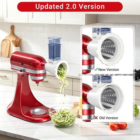 Updated Cheese Grater Slicer Shredder Attachment for KitchenAid Stand Mixers, Salad Machine with Vegetable Slicer, Salad Maker, Food Slicers Slicer Shredder Attachment with 4 Blades Dishwasher Safe in Kuwait