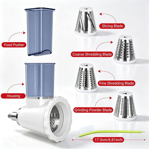 Updated Cheese Grater Slicer Shredder Attachment for KitchenAid Stand Mixers, Salad Machine with Vegetable Slicer, Salad Maker, Food Slicers Slicer Shredder Attachment with 4 Blades Dishwasher Safe in Kuwait