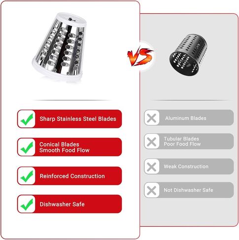 Updated Cheese Grater Slicer Shredder Attachment for KitchenAid Stand Mixers, Salad Machine with Vegetable Slicer, Salad Maker, Food Slicers Slicer Shredder Attachment with 4 Blades Dishwasher Safe in Kuwait