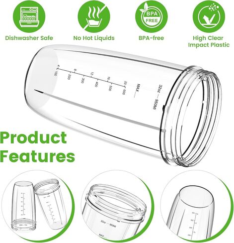 4Pcs Blender Cup & Blade Replacement Parts Set for NutriBullet 600W & 900W in Saudi Arabia