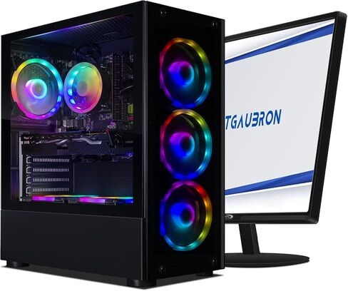 STGAubron Gaming PC Bundle with 24Inch FHD LED Monitor-GeForce RTX 2060 6G, AMD Ryzen 5 Pro 2600 up to 3.9G, 16G, 512G SSD, RGB Fan x 6, Windows 11 Home in Saudi Arabia