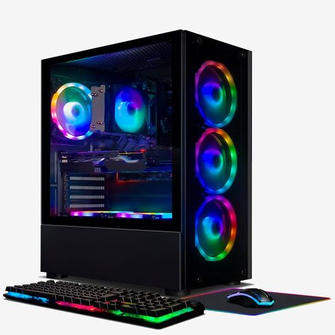 STGAubron Gaming PC Bundle with 24Inch FHD LED Monitor-GeForce RTX 2060 6G, AMD Ryzen 5 Pro 2600 up to 3.9G, 16G, 512G SSD, RGB Fan x 6, Windows 11 Home in Saudi Arabia