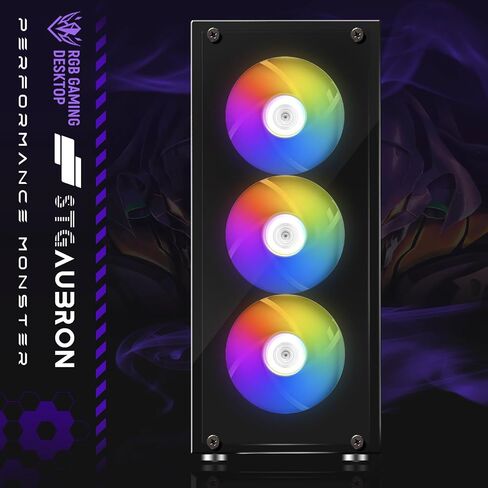 STGAubron Gaming PC Bundle with 24Inch FHD LED Monitor-GeForce RTX 2060 6G, AMD Ryzen 5 Pro 2600 up to 3.9G, 16G, 512G SSD, RGB Fan x 6, Windows 11 Home in Saudi Arabia