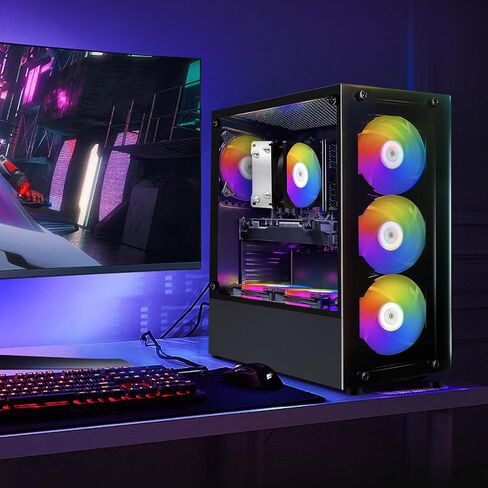 STGAubron Gaming PC Bundle with 24Inch FHD LED Monitor-GeForce RTX 2060 6G, AMD Ryzen 5 Pro 2600 up to 3.9G, 16G, 512G SSD, RGB Fan x 6, Windows 11 Home in Saudi Arabia