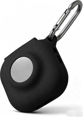 Geiomoo Silicone Case Compatible with Air Tag and Beats Fit Pro, 2 in 1 Protective Cover with Carabiner (Black) in Saudi Arabia