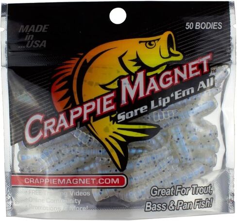 Crappie Magnet 50-Pack Split-Tail Grub Body Pack, One of The Top Vertical Fishing Jigs for Crappie, Freshwater Fishing Accessories, Shonuff in Kuwait