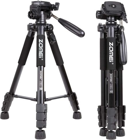 Zomei Q111 Flexible Portable 55" Aluminium Tripod Compact Lightweight 4s Camera Stand with 1/4 Mount 3-Way Panhead and Carrying Bag for Digital DSLR EOS Canon Nikon Sony Panasonic Samsung Black in Saudi Arabia