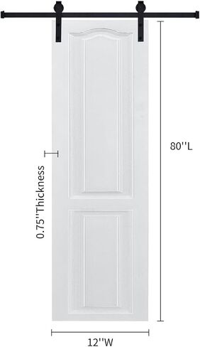 CNC Crafted Modern Door 3/4" Thick 12 in. x 80 in. MDF White Barn Sliding Door with Hardware kit, Milk White in Saudi Arabia