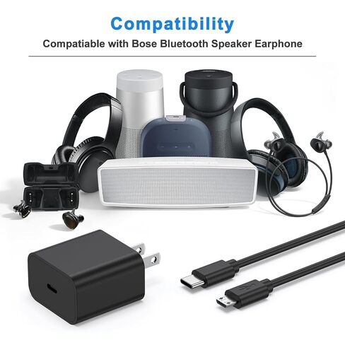 Tobfit Micro USB Charger for Bose SoundLink Color Bluetooth Speaker I II III, SoundLink Mini 2, Micro, Revolve Plus, Soundwear Companion, QC20 QC35, SoundSport Free in Saudi Arabia