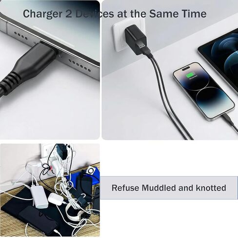 Micro USB Splitter Cable, 3FT 2-in-1 Dual Micro USB Charging Cable for Samsung Galaxy S7 Edge S6 S5 Note PS4 Fire Tablet MP3 and More in Saudi Arabia