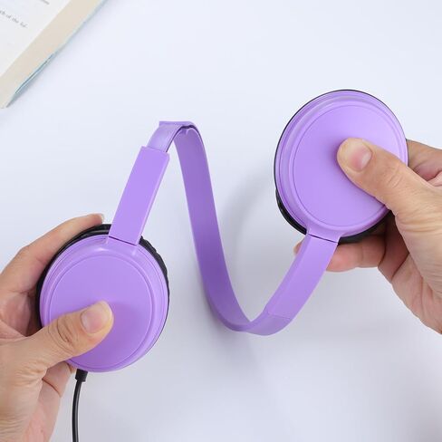 Kids Headphones 2 Pack for School Classroom, Durable On-Ear Wired Headsets with 3.5mm Jack for Chromebook, Tablet, Laptop - Vibrant Light Colors in Saudi Arabia