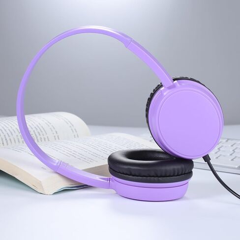 Kids Headphones 2 Pack for School Classroom, Durable On-Ear Wired Headsets with 3.5mm Jack for Chromebook, Tablet, Laptop - Vibrant Light Colors in Saudi Arabia