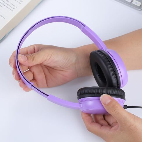 Kids Headphones 2 Pack for School Classroom, Durable On-Ear Wired Headsets with 3.5mm Jack for Chromebook, Tablet, Laptop - Vibrant Light Colors in Saudi Arabia