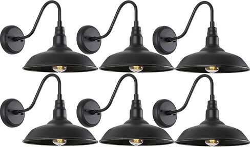 10in Outdoor Gooseneck Barn Lighting Farmhouse Exterior Wall Mount Light Fixture Waterproof Black Goose Neck Wall Sconce for Porch, Garage, Patio and Doorway, E26, LM2201-6P in Saudi Arabia