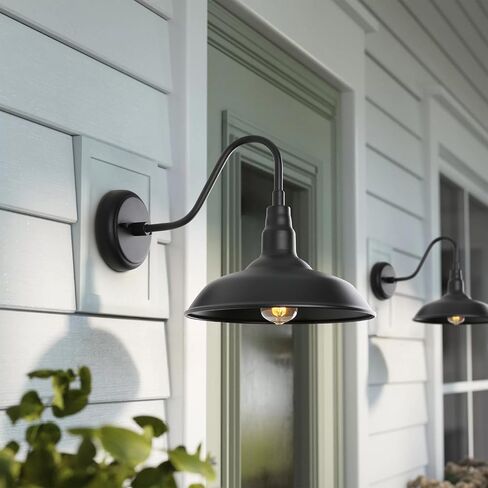 10in Outdoor Gooseneck Barn Lighting Farmhouse Exterior Wall Mount Light Fixture Waterproof Black Goose Neck Wall Sconce for Porch, Garage, Patio and Doorway, E26, LM2201-6P in Saudi Arabia