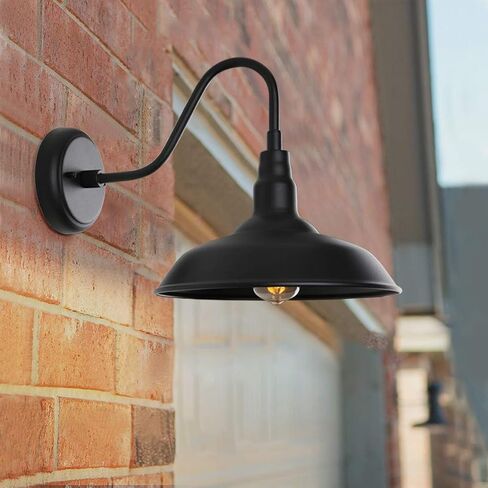 10in Outdoor Gooseneck Barn Lighting Farmhouse Exterior Wall Mount Light Fixture Waterproof Black Goose Neck Wall Sconce for Porch, Garage, Patio and Doorway, E26, LM2201-6P in Saudi Arabia