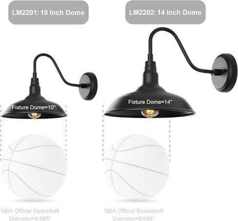 10in Outdoor Gooseneck Barn Lighting Farmhouse Exterior Wall Mount Light Fixture Waterproof Black Goose Neck Wall Sconce for Porch, Garage, Patio and Doorway, E26, LM2201-6P in Saudi Arabia
