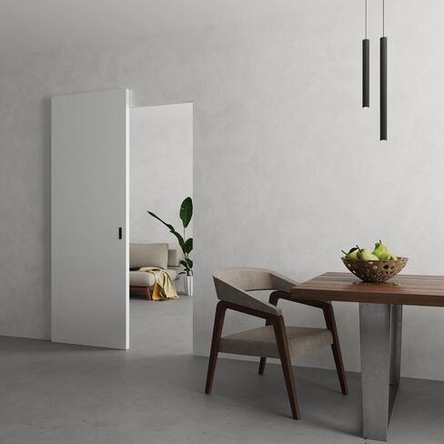SARTODOORS Interior Hidden Barn | Planum 0010 Primed | Sturdy Finished Flush Modern Doors | Magic Concealed Sliding Set 28" x 96" in Saudi Arabia