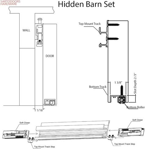 SARTODOORS Interior Hidden Barn | Planum 0010 Primed | Sturdy Finished Flush Modern Doors | Magic Concealed Sliding Set 28" x 96" in Saudi Arabia
