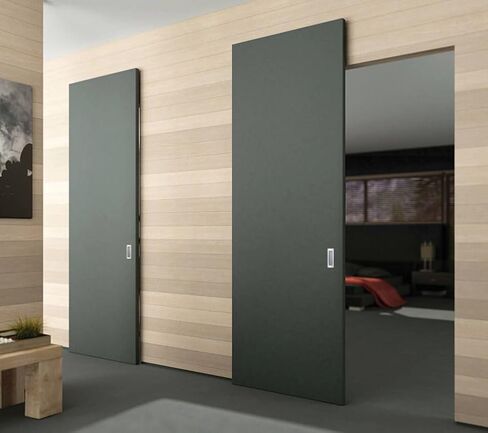 SARTODOORS Interior Hidden Barn | Planum 0010 Primed | Sturdy Finished Flush Modern Doors | Magic Concealed Sliding Set 28" x 96" in Saudi Arabia