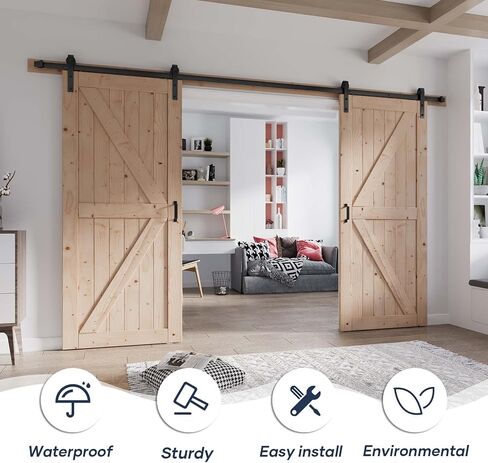 Fredbeck Double 36x96 Barn Door with Hardware Included (72X96 barn Door) in Saudi Arabia