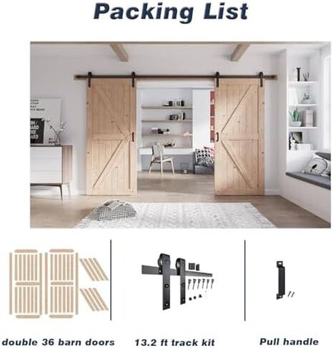 Fredbeck Double 36x96 Barn Door with Hardware Included (72X96 barn Door) in Saudi Arabia