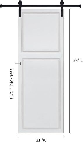 2-Panel Cottage Style Door 3/4" Thick 21 in. x 84 in. MDF White Barn Sliding Door with Hardware kit, Milk White in Kuwait