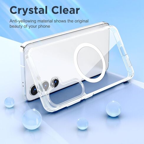 Temdan for Samsung Galaxy S25 Case Clear, [Wireless Charging][Anti-Yellowing][Military-Grade Protection] Shockproof Slim Magnetic Phone Sleeve Case for Samsung Galaxy S25, Transparent in Kuwait