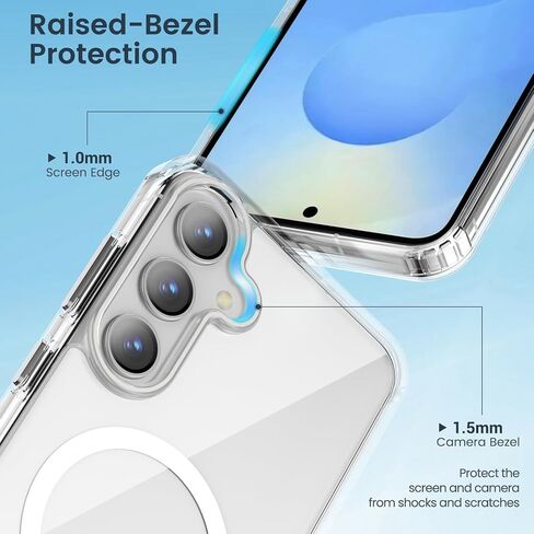 Temdan for Samsung Galaxy S25 Case Clear, [Wireless Charging][Anti-Yellowing][Military-Grade Protection] Shockproof Slim Magnetic Phone Sleeve Case for Samsung Galaxy S25, Transparent in Kuwait