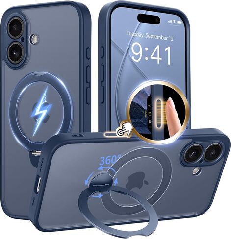 حامل مغناطيسي من GolbinBox يدور بزاوية 360 درجة لهاتف iPhone 16 Pro، بني/شفاف in Kuwait